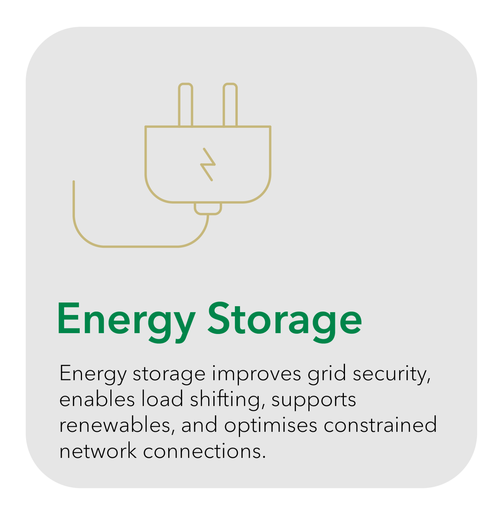 Energy storage - Energy storage improves grid security, enables load shifting, supports renewables, and optimises constrained network connections.