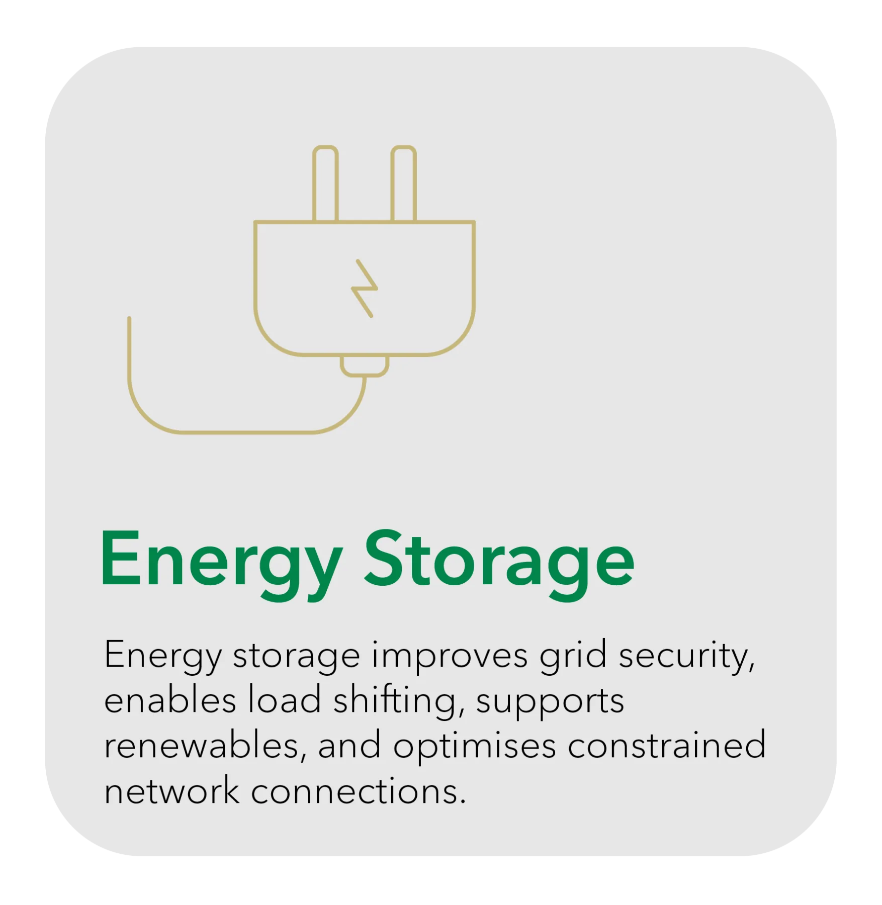 Energy storage - Energy storage improves grid security, enables load shifting, supports renewables, and optimises constrained network connections.
